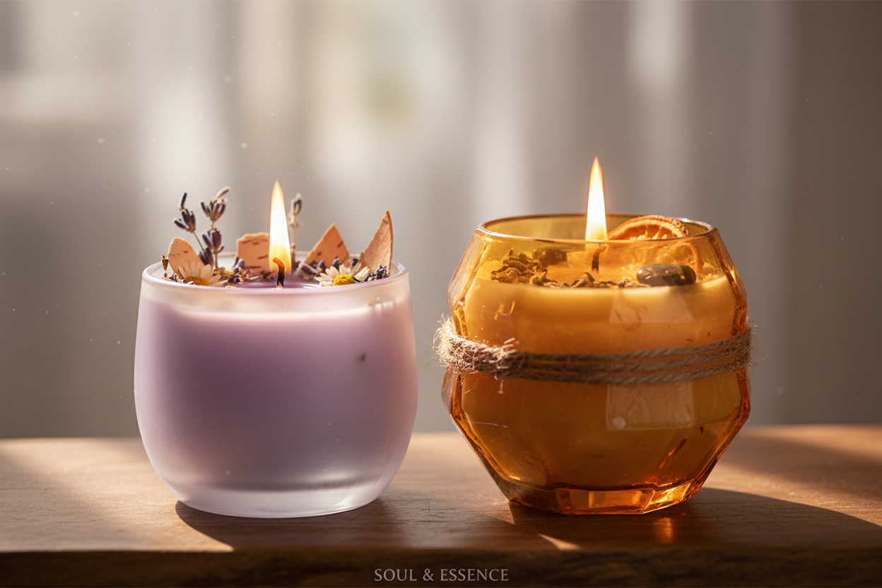 2 scented candles that are different, just as 2 people are different, so are they. A candle just for the soul