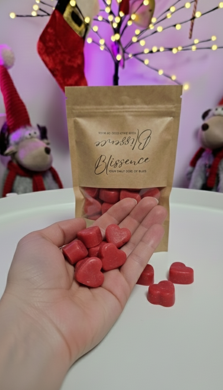 Pungă cu „Picături de bliss” - inimioare din ceară de soia